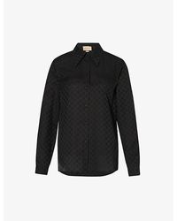 Gucci - Monogram-pattern Satin-texture Regular-fit Silk Shirt - Lyst