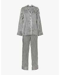 Olivia Von Halle - Lila Nika Striped Silk-Satin Pyjamas - Lyst