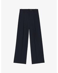 BOSS - Striped Wide-Leg Mid-Rise Woven Trousers - Lyst