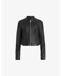AllSaints - Sadler Slim-fit Leather Jacket - Lyst