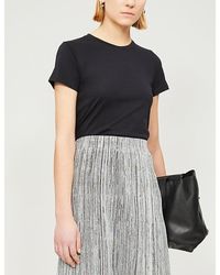 Vince - Womens Black Essential Round-neck Pima Cotton T-shirt Xs - Lyst