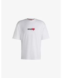 HUGO - Branded-Print Relaxed-Fit Cotton-Jersey T-Shirt - Lyst
