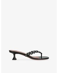 AMINA MUADDI - Janis Thong 45 Leather Heeled Sandals - Lyst
