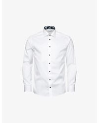 Eton - Floral-collar Slim-fit Signature Organic Cotton-twill Shirt - Lyst
