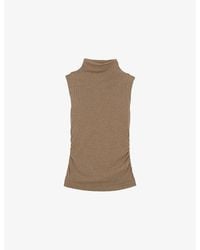 Reiss - Hattie Funnel-Neck Jersey-Knit Vest - Lyst