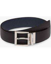 Prada - Logo-engraved Reversible Leather Belt - Lyst