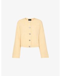 Whistles - Patch-Pocket Collarless Textured Cotton Jacket - Lyst