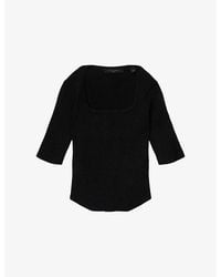AllSaints - Hally Ribbed Jersey Top - Lyst