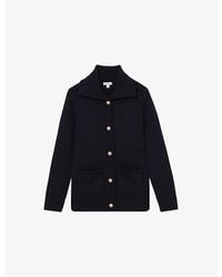 Reiss - Cat Spread-Collar Wool-Cashmere Knitted Cardigan - Lyst
