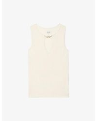 Zadig & Voltaire - Sayani Wing-Embellished Sleeveless Cotton-Blend Top - Lyst