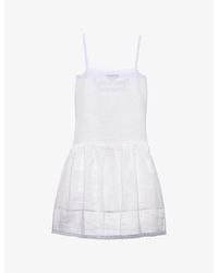 Prada - Embroidered Linen Dress - Lyst