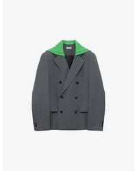 Loewe - Contrast-Knit Panel Double-Breasted Wool Blazer - Lyst