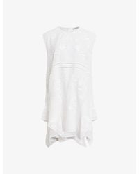 AllSaints - Audrina Floral-embroidered Sleeveless Woven Mini Dress - Lyst