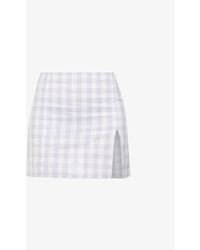 MaisonCléo Sophia Checked High-waist Cotton Mini Skirt - White