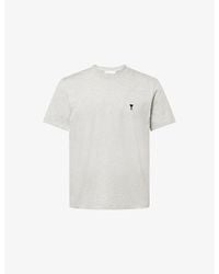 Ami Paris - Logo-Embroidered Cotton T-Shirt - Lyst