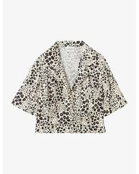 Claudie Pierlot - Animal-Print Short-Sleeved Satin Shirt - Lyst