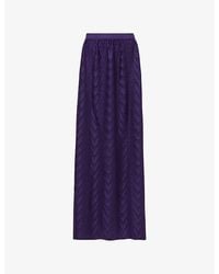 eem - Geometric-Pattern Plisse Woven Maxi Skirt - Lyst