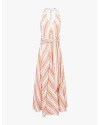 ME+EM - Stripe Belted Cotton Maxi Beach Dress - Lyst