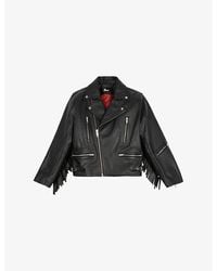 The Kooples - Fringed Notch-Collar Leather Jacket - Lyst
