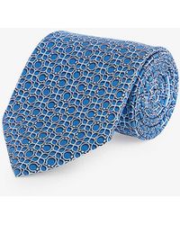 Ferragamo - Totem Geometric-print Wide-blade Silk Tie - Lyst