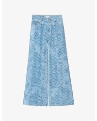Zadig & Voltaire - Eli Branded-Print Wide-Leg Denim Jeans - Lyst