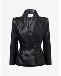 MATIERES FECALES - Brigitte Double-Breasted Leather Blazer - Lyst