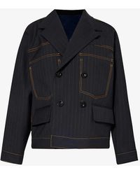 Sacai - Notched-lapel Double-breasted Wool-blend Blazer - Lyst