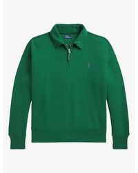 Polo Ralph Lauren - Logo-Embroidered Half-Zip Cotton-Blend Sweatshirt - Lyst
