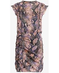 AllSaints - Hali Tahoe Snake-print Woven Mini Dress - Lyst