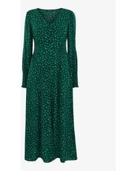 Whistles - Lava Spot-print Shirred-detail Woven Midi Dress - Lyst