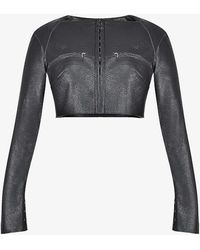 House Of Cb - Lone Zip-embellished Cropped Faux-leather Top - Lyst