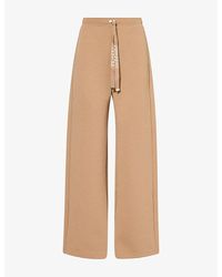 Max Mara - Wide-Leg Branded-Drawstring Cotton-Jersey Trousers - Lyst