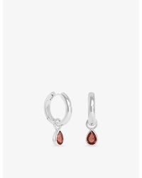 Astrid & Miyu - Sunset Pear Charm-Plated Sterling- And Cubic Zirconia Hoop Earrings - Lyst