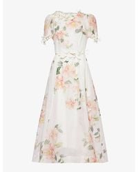 Zimmermann - Liftoff Floral-print Linen And Silk-blend Midi Dress - Lyst