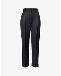 Alexander McQueen - Pleated Pressed-crease Tapered-leg Mid-rise Wool Trousers - Lyst
