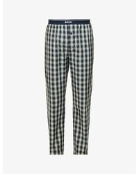 BOSS - Urban Branded-waistband Check-pattern Cotton-poplin Pyjama Bottoms - Lyst