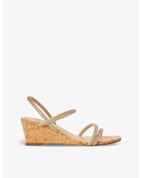 Dune - Kalia Crystal-embellished Wedge Cork Sandals - Lyst