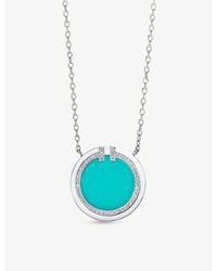 Tiffany & Co. - Tiffany T Circle 18ct White-, Turquoise And 0.05ct Diamond Pendant Necklace - Lyst