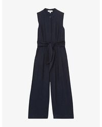 Reiss - Raven Wide-Leg Belted Woven Jumpsuit - Lyst