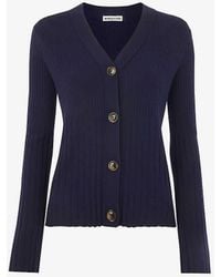 Whistles - Button-down Long-sleeve Ribbed Knitted Cardigan - Lyst