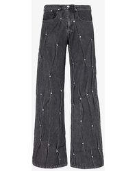 Kusikohc - Stud-embellished Flared-leg Relaxed-fit Jeans - Lyst