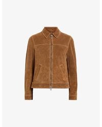 AllSaints - Marques Panelled Regular-fit Suede Jacket X - Lyst