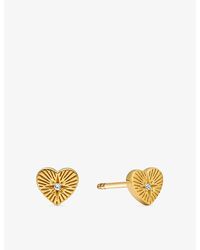 Astley Clarke - Biography Heart 18Ct- Plated Sterling- Vermeil And Sapphire Stud Earrings - Lyst