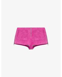 Loewe - X Paula's Ibiza Side-Zip Suede Mini Shorts - Lyst
