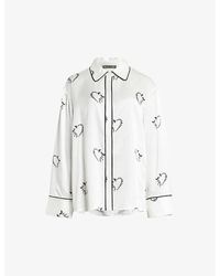 AllSaints - Sofi Heart-print Lyocell And Silk Pyjama Shirt Xx - Lyst