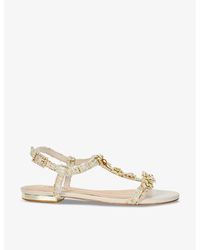 Dune - Nature Floral Bead-embellished Woven Sandals - Lyst