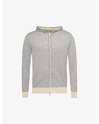 Eleventy - Relaxed-fit Contrast-trim Wool And Silk-blend Knit Hoody Xx - Lyst