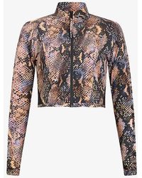 AllSaints - Rina Graphic-print Long-sleeve Stretch-woven Rash Vest Xx - Lyst