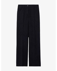 Claudie Pierlot - Pinstriped Straight-Leg Wool-Blend Trousers - Lyst