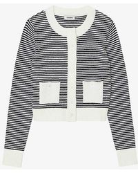 Sandro - Striped Terry-textured Stretch-knit Cardigan - Lyst